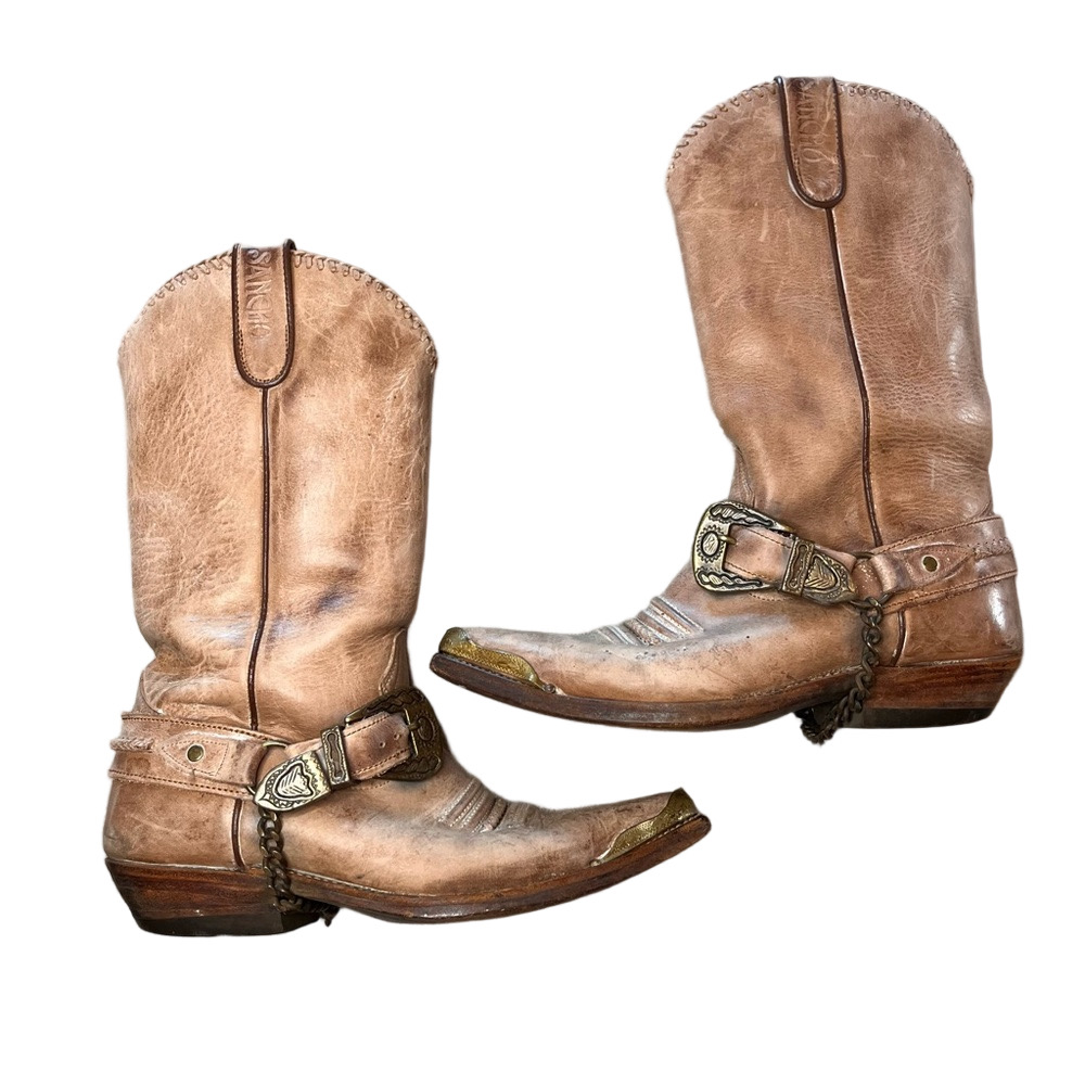 Sancho Distressed Harness Cowboy Boots – Women’s 37